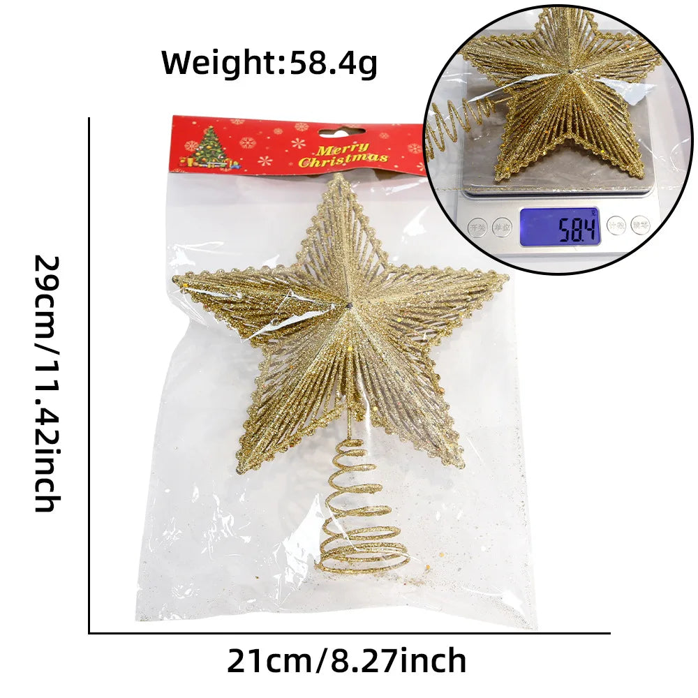 Glitter Hollow Star Ornaments – Red, Silver, Gold Christmas Tree Decor