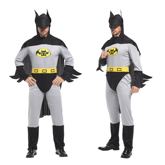 Bat Super Hero Cosplay Costume With Mask and Cloak for Adults