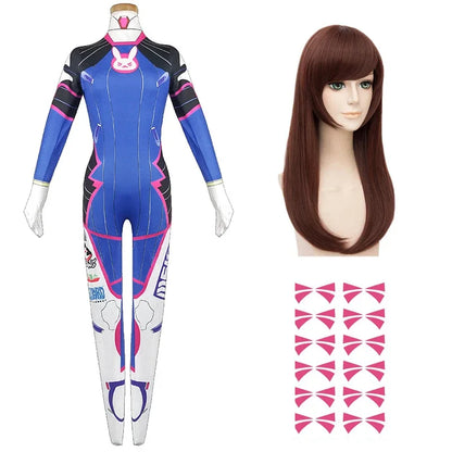 Anime Woman Jumpsuit Tights Dva Cosplay Costume
