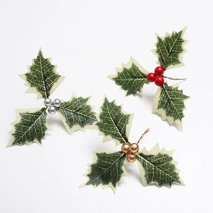 Artificial Holly Leaves Red Berries Ivy Vine Garland