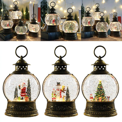 Christmas Light Up Snow Globe Lantern Music Box Ornament Crafts Toys Glitter