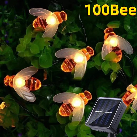 Solar String Light 100 LED Cute Bee Outdoor Light