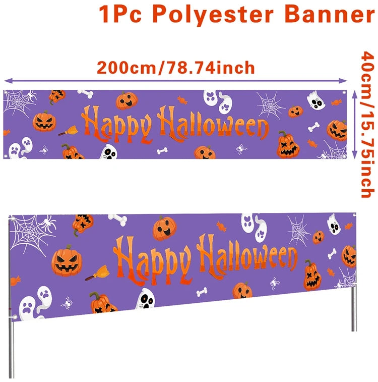Happy Halloween Banner Pumpkin Ghost