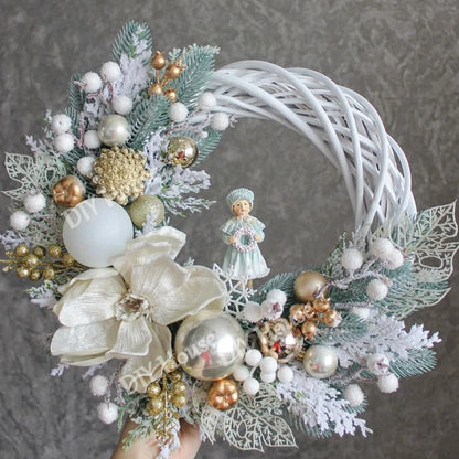 Christmas Decor - Artificial Flowers & Greenery, Gift Decor - Decorative Wreath for Home & Holiday