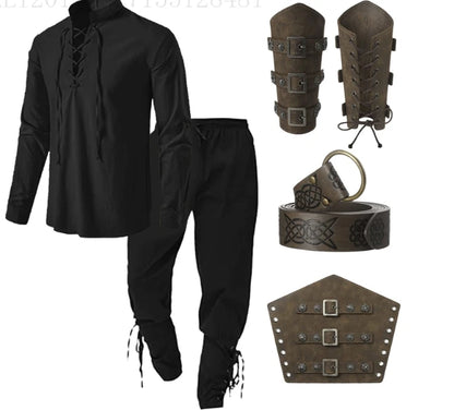 4 Pcs Halloween Men's Renaissance Costume Set