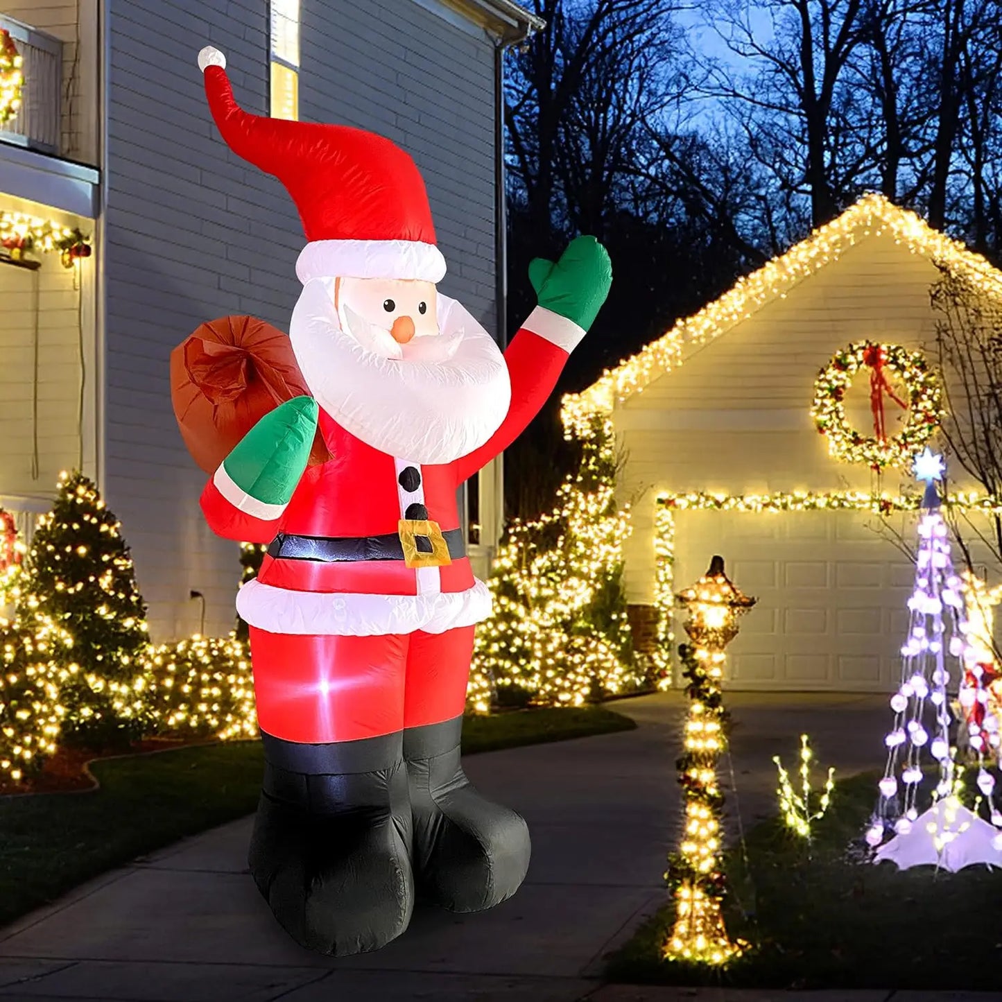 Santa Claus Inflatable LED Lights Yard Decorations