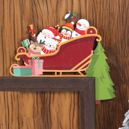 Wooden Christmas Door Frame Decoration Santa Claus