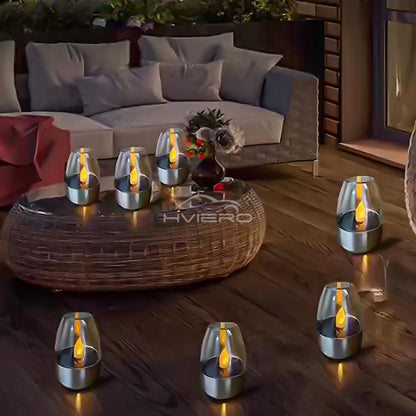 Solar LED Lights Stainless Steel Candle
