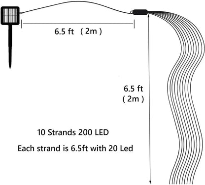 100/200leds Solar Fairy Waterfall String Light