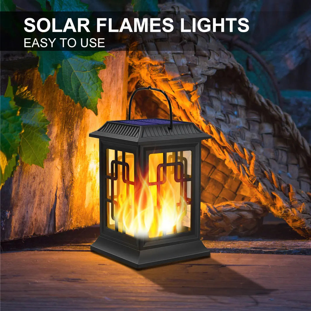 2pcs Solar Lanterns Outdoor Waterproof Flickering Flame Solar Lantern LED