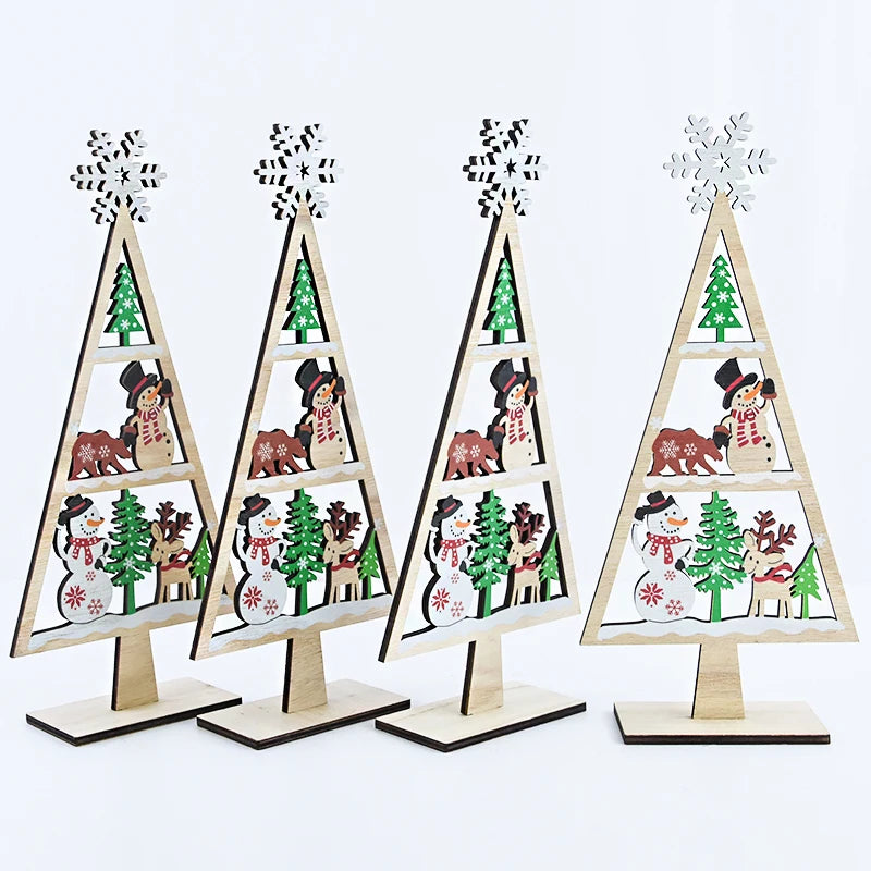 1PC Mini Wooden Christmas Tree Shape Tabletop