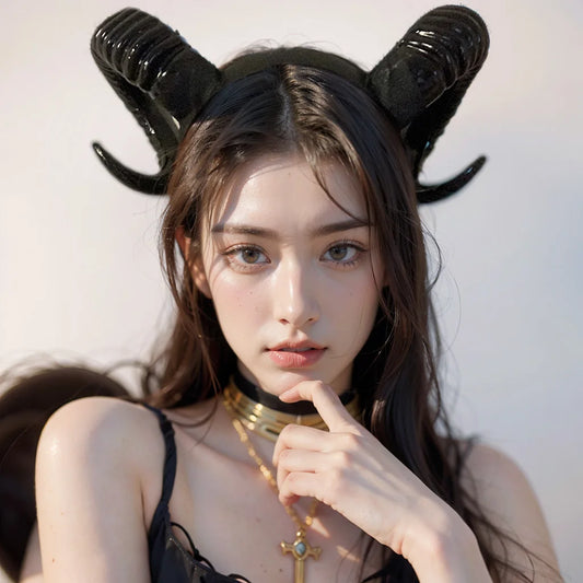 Black Demon Horn Headdress Cosplay Headwear