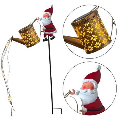 Santa Claus Solar Watering Can Waterproof Hanging Solar Lanterns