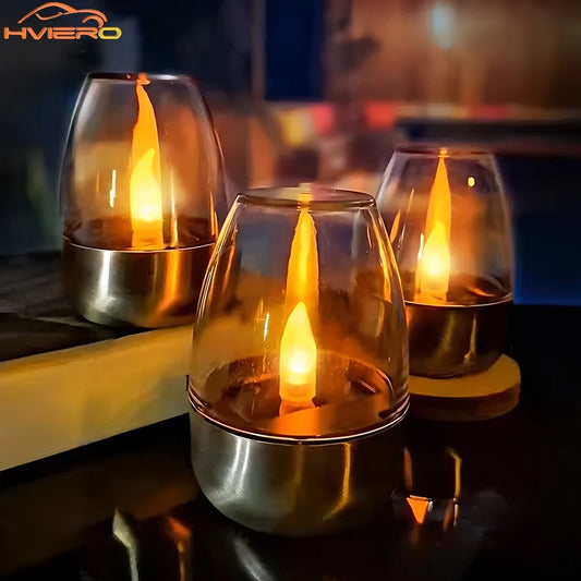 Solar LED Lights Stainless Steel Candle