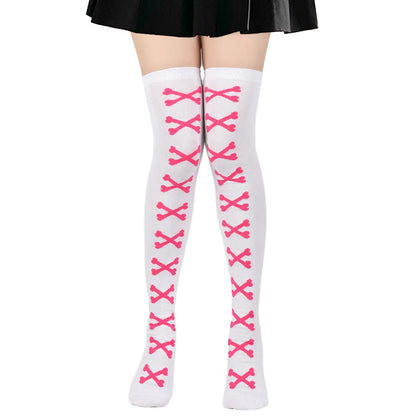 Womens Bone Thigh High Stockings
