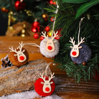 Felt Deer Wool Wooden Elk Christmas Tree Ornaments