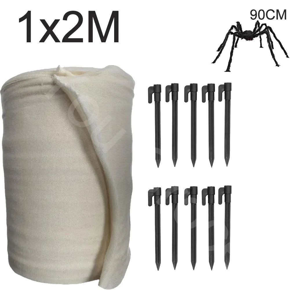 2/4m Halloween Decorations Outdoor Spider Web Giant