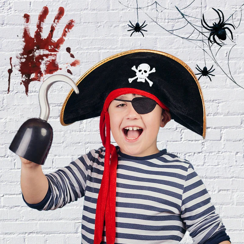 2pcs/set Pirate Hat And Pirate Skull Eye Patches