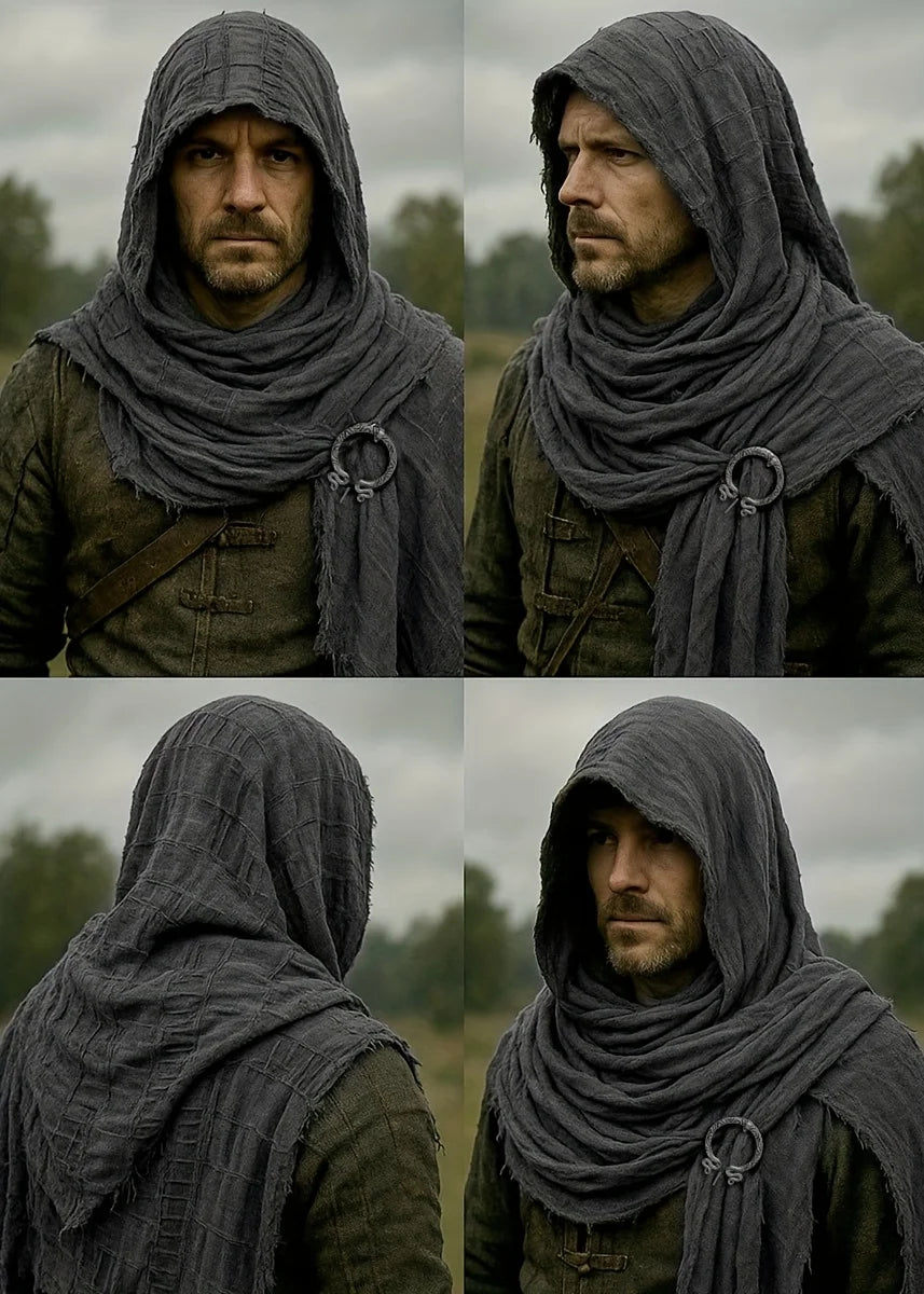 Medieval Renaissance Cloak Cape with Viking Brooch