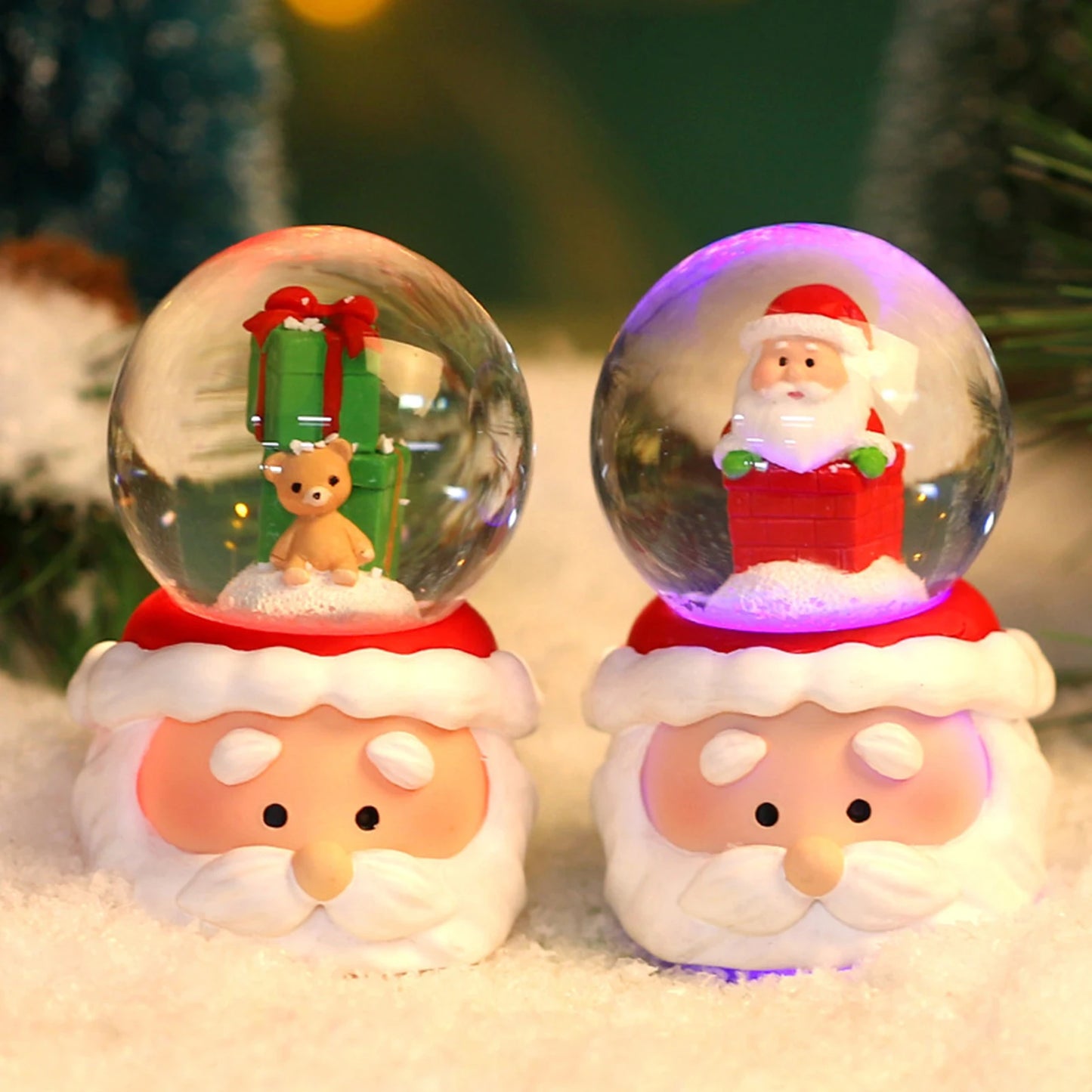 Crystal Ball Lighting Christmas Snow Globe Ornament