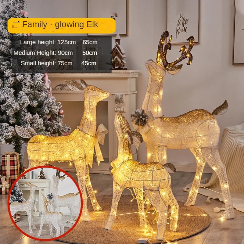 120cm 3pcs Family Deer & Glowing Reindeer Family Snowman Christmas Light Led