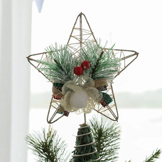 Glitter Five-Pointed Star Tree Topper – Handmade Colorful Pentagram