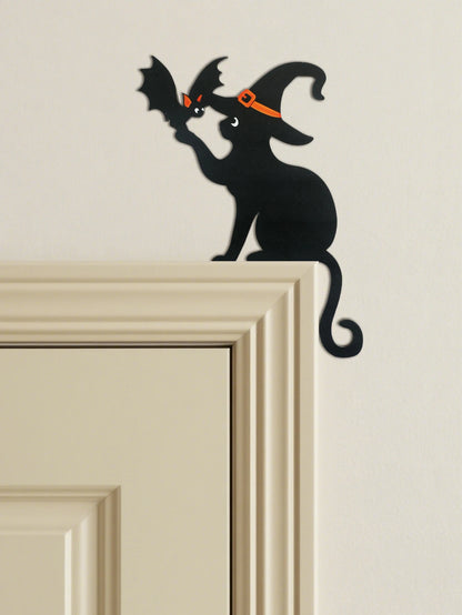 Halloween Black Cat Door Topper Decor