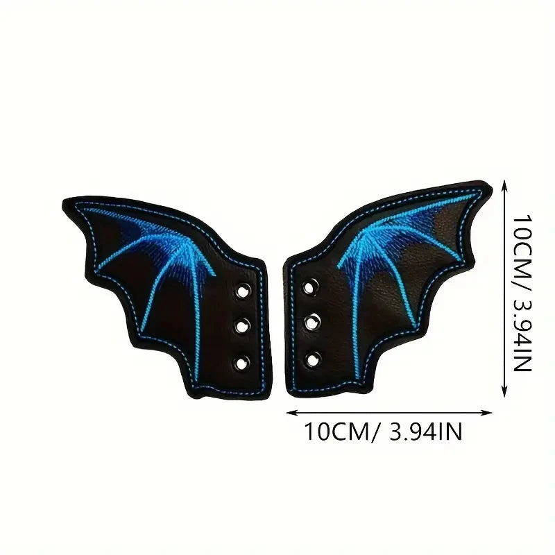 1 Pair Bling Bat Shoe Wings Embroidery DIY