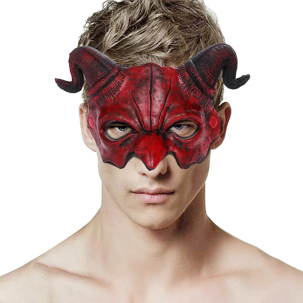 Horns Devil Half Face Mask