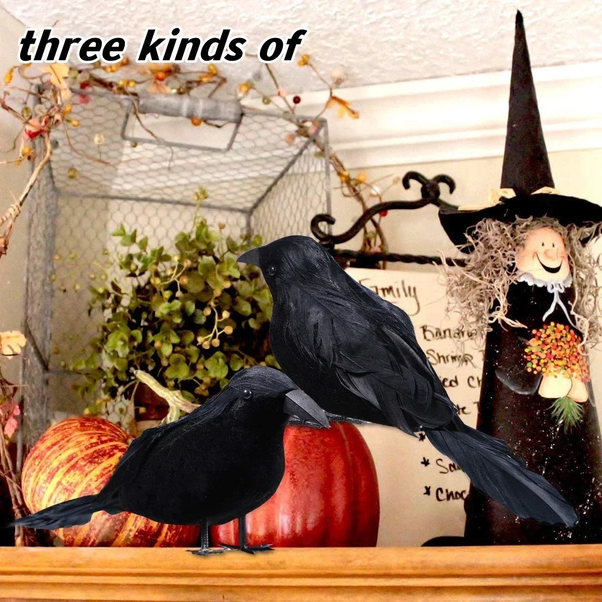 1-6PCS Scare Black Feather Crow
