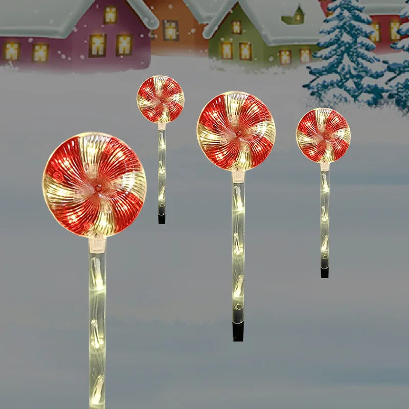 4 Pcs Solar Lights Lollipop Outdoor Lamps