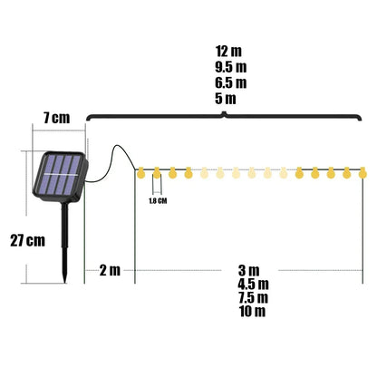 Frosted Globe Solar String Lights Outdoor Fairy Light