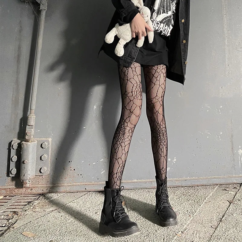 Sexy Black Spider Web Mesh Pantyhose