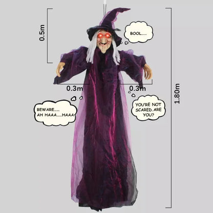 Halloween Life Size Talking Witch Outdoor Purple