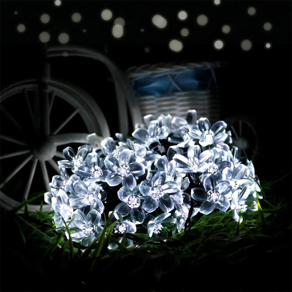 Outdoor Solar Flower String Lights Waterproof Fairy Light Decorations