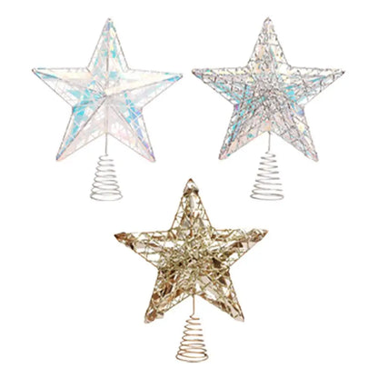 3D Metal Star Tree Topper with Fluorescent Ribbons – Christmas Party Decoration