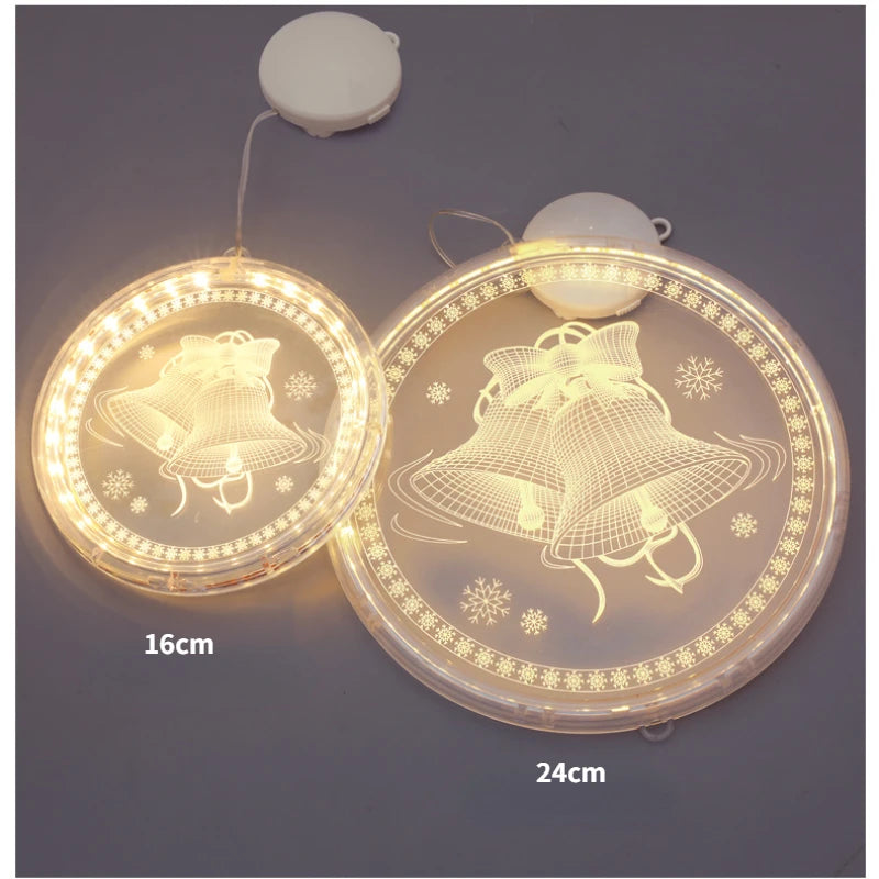 Light Star Bell Snowman Santa Suction Cup Light Pendent