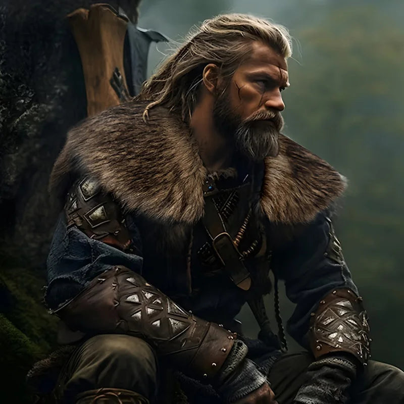 Fur Collar Winter Clothing King Warrior Cloak