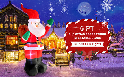 Santa Claus Inflatable LED Lights Yard Decorations