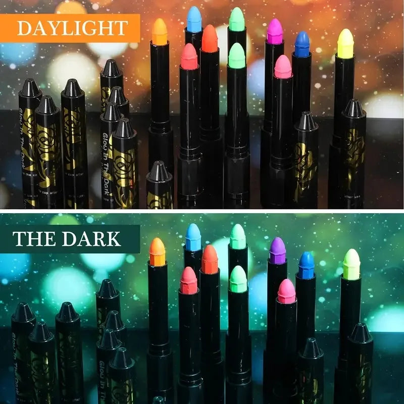 Halloween Glow in The Black Light Face Paint 6/12pcs