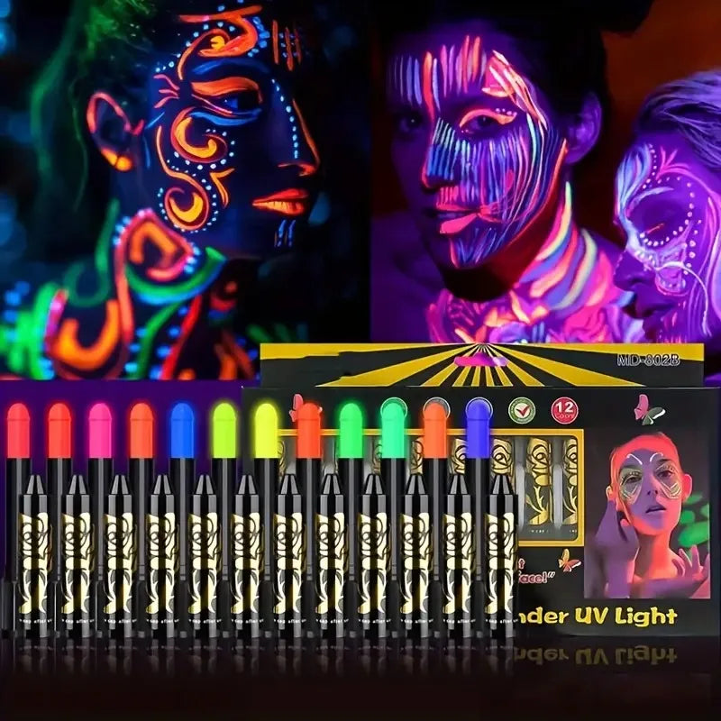 Halloween Glow in The Black Light Face Paint 6/12pcs
