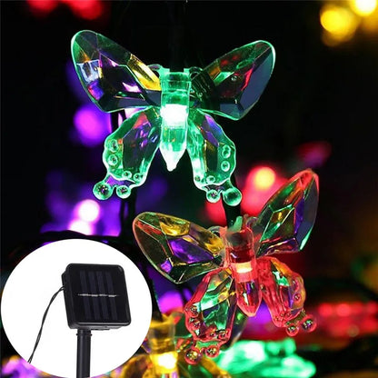 20/30/50/100 LED Light 8 Mode Crystal Butterfly Solar String Lights