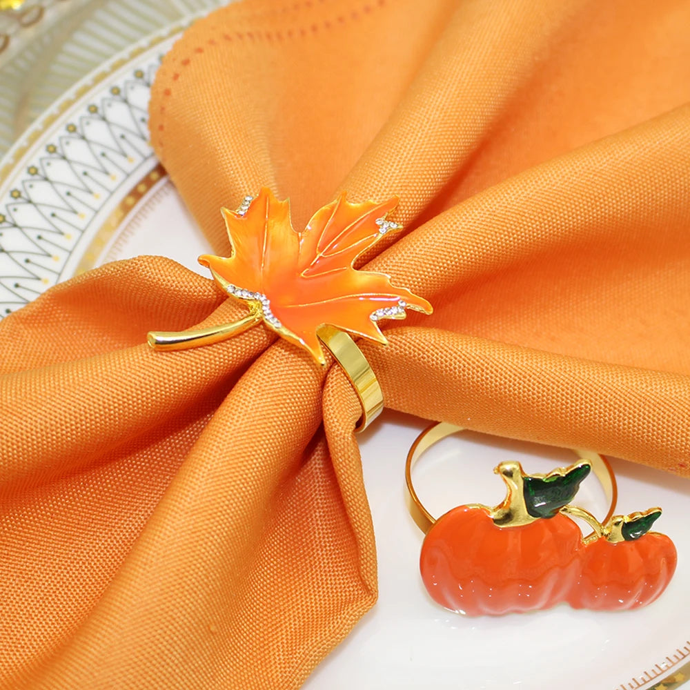 Pumpkin Maple Leaf Turkey Thanksgiving Napkin Rings 8PCS