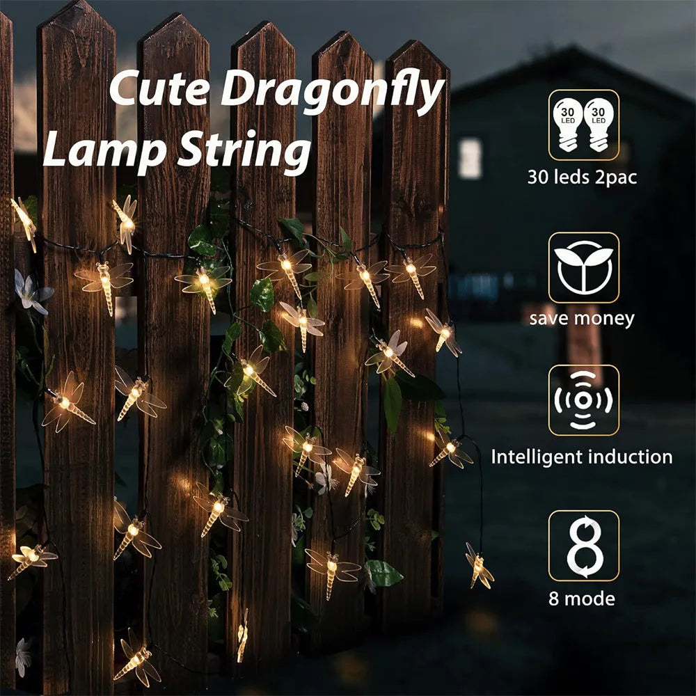 Solar String Lights - Dragonfly Lights for Patio Garden Yard