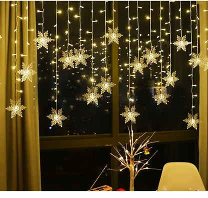 Led Snowflake Curtain Icicle Fairy String Light