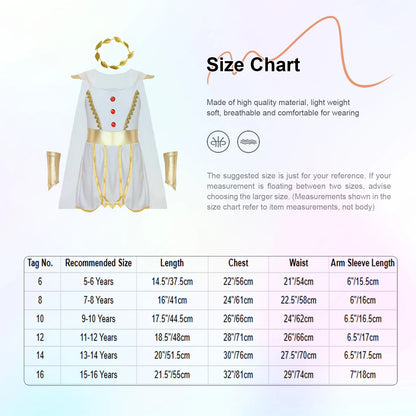 Girls Ancient Greek Athena Goddesses Queen Cosplay Costume