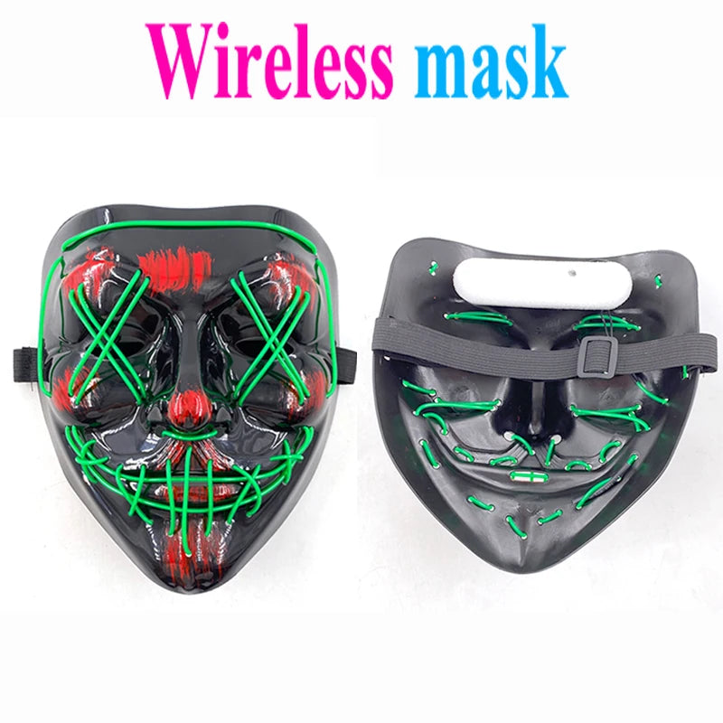 Halloween Led Mask Light Up Scary Mask And Gloves