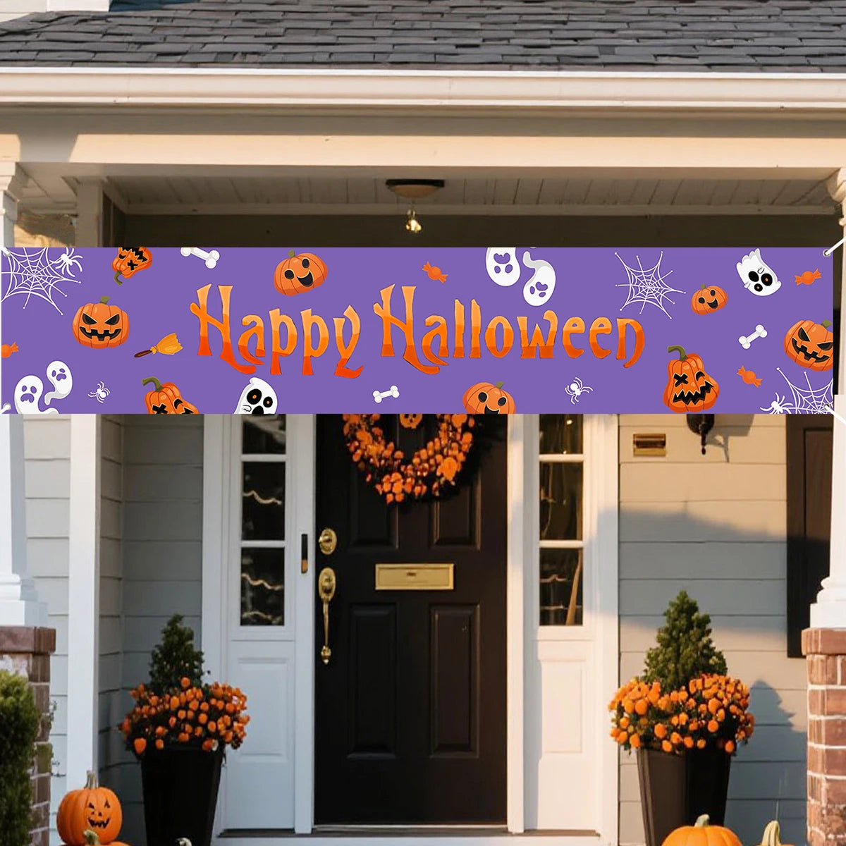 Happy Halloween Banner Pumpkin Ghost