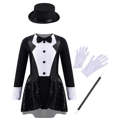 Girls Magician Costume Set Long Sleeve
