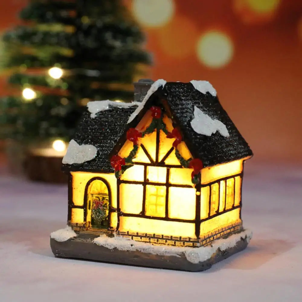 Christmas LED Light Wooden House Luminous Cabin